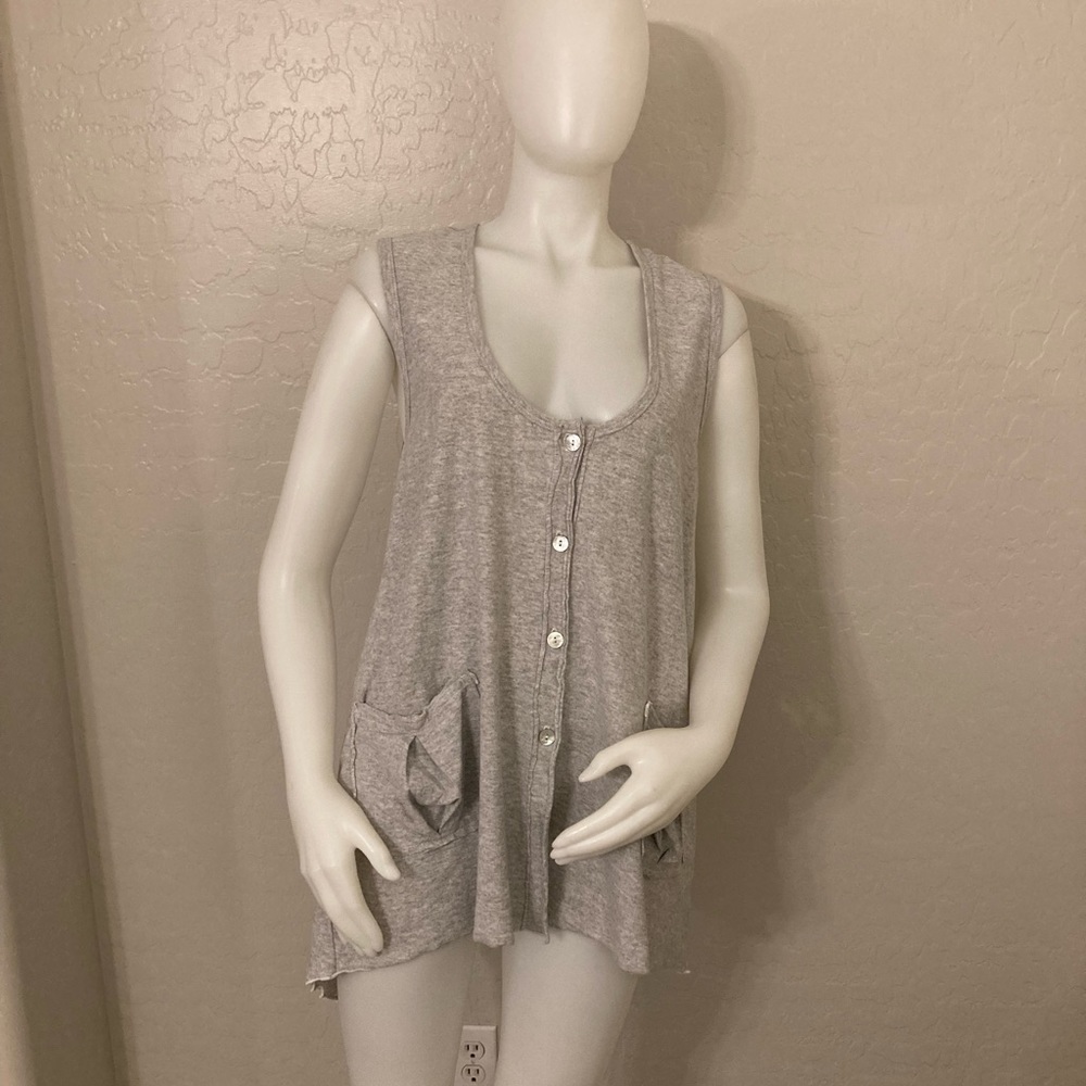 Fenini Gray Button Down Oversized Vest - Medium NWT